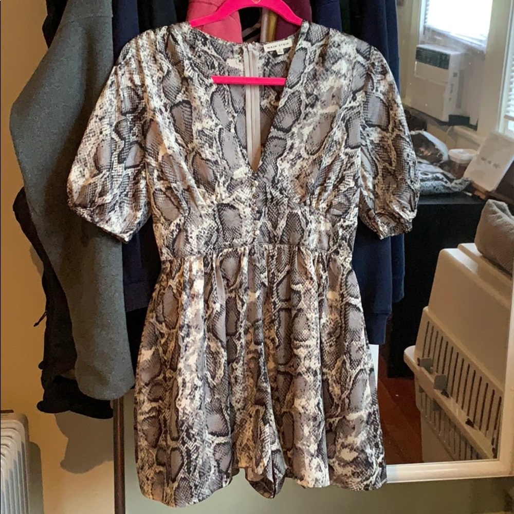 Silver Snakeskin Romper with Button Detail